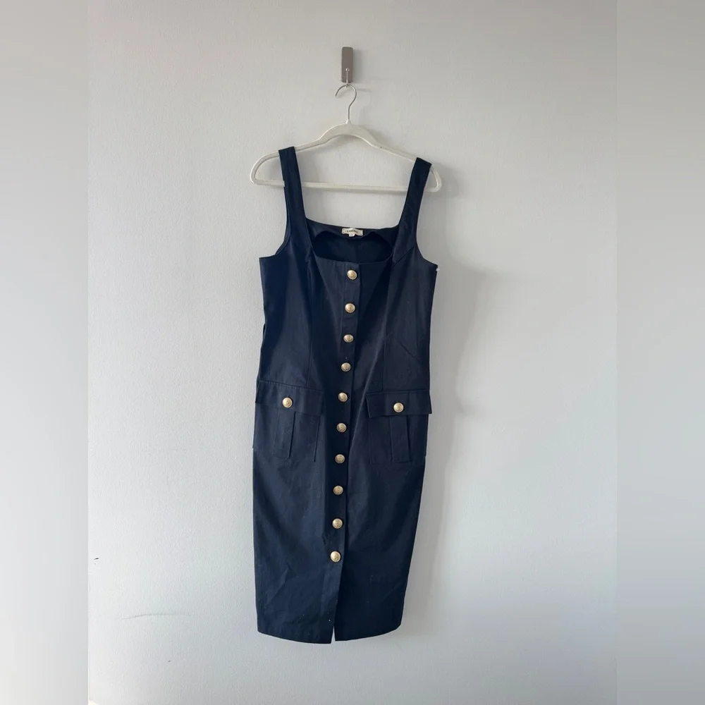 L’AGENCE Idy Button Front Black Dress 10 - Picture 2 of 9